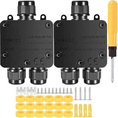 SANS MARQUE Boîte De Jonction Étanche Ip68, 2 Pièces Boîte De Dérivation Electrique Exterieure Etanche, Connecteur De Câble Électrique À 3 Voies Pour Câble Ø 4-15mm - Publicité SANS MARQUE Boîte De Jonction Étanche Ip68, 2 Pièces Boîte De Dérivation Electrique Exterieure Etanche, Connecteur De Câble Électrique À 3 Voies Pour Câble Ø 4-15mm - Publicité