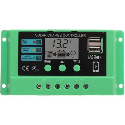 OEM Contrôleur De Charge Solaire Pwm, Régulateur De Panneau, Écran Lcd Réglable 12v 24v, Coque Verte 10a-crezuo - Publicité OEM Contrôleur De Charge Solaire Pwm, Régulateur De Panneau, Écran Lcd Réglable 12v 24v, Coque Verte 10a-crezuo - Publicité