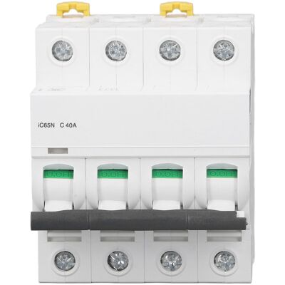 LBVIE Disjoncteur Miniature 4p Pa66, Montage Sur Rail Din, Disjoncteurs 400 V Basse Tension, Pouvoir De Coupure 6000 A, C40a (40 A) - Publicité LBVIE Disjoncteur Miniature 4p Pa66, Montage Sur Rail Din, Disjoncteurs 400 V Basse Tension, Pouvoir De Coupure 6000 A, C40a (40 A) - Publicité