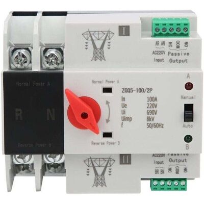 OEM Inverseur De Source Automatique, Commutateur De Transfert Automatique À Double Alimentation À 2 Voies Sans Interruption Zgq5-100/2p 220v Installation Sur Rail Din - Publicité OEM Inverseur De Source Automatique, Commutateur De Transfert Automatique À Double Alimentation À 2 Voies Sans Interruption Zgq5-100/2p 220v Installation Sur Rail Din - Publicité