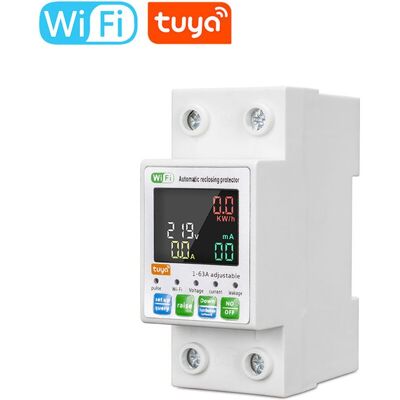 MOXIE Compteur D'Énergie Monophasé Intelligent Tuya Wifi Avec Disjoncteur, Rétroéclairage Et Réenclenchement Automatique. Écran Lcd, Application Mobile, Protection Contre Les Surtensions, Les Sous-tensions, - Publicité MOXIE Compteur D'Énergie Monophasé Intelligent Tuya Wifi Avec Disjoncteur, Rétroéclairage Et Réenclenchement Automatique. Écran Lcd, Application Mobile, Protection Contre Les Surtensions, Les Sous-tensions, - Publicité
