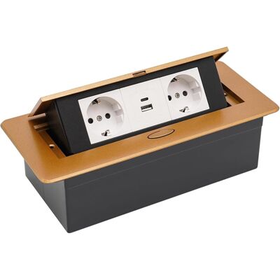 CNCEST Prise Pop - Up, Usb + Type - C Prise De Bureau Pop - Up, Conception Rétractable, Prise De Bureau / Plancher (or) - Publicité CNCEST Prise Pop - Up, Usb + Type - C Prise De Bureau Pop - Up, Conception Rétractable, Prise De Bureau / Plancher (or) - Publicité