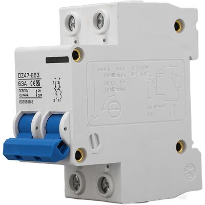EOSNOW Disjoncteur 2p Dc 500v Mcb 63a, Interrupteur De Protection, Capacité De Coupure 4000a Pour Maison De Type B - Publicité EOSNOW Disjoncteur 2p Dc 500v Mcb 63a, Interrupteur De Protection, Capacité De Coupure 4000a Pour Maison De Type B - Publicité
