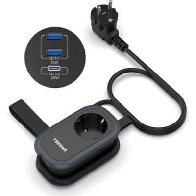 ABYSSE Multiprise De Voyage 3 Ports Usb, Multiprise Avec Charge Rapide Usb C, Multiprise 4 En 1, Rallonge 1,4 M Avec Sangle De Rangement, Boîtier De Distribution Pour Voyage Et Bureau, 4000w - Publicité ABYSSE Multiprise De Voyage 3 Ports Usb, Multiprise Avec Charge Rapide Usb C, Multiprise 4 En 1, Rallonge 1,4 M Avec Sangle De Rangement, Boîtier De Distribution Pour Voyage Et Bureau, 4000w - Publicité
