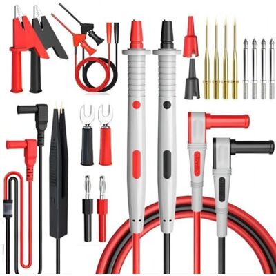 SCORPIO Kit De Cordons De Mesure Multimètre Électrique - 24 En 1 Cordon De Test Avec Pinces Crocodile Sonde De Test Cable Multimètre À Fiche Banane - Pour Testeurs De Tension - Publicité SCORPIO Kit De Cordons De Mesure Multimètre Électrique - 24 En 1 Cordon De Test Avec Pinces Crocodile Sonde De Test Cable Multimètre À Fiche Banane - Pour Testeurs De Tension - Publicité