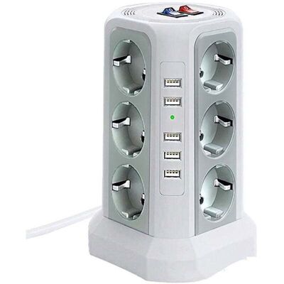 OEM Tour Multiprise Parafoudre Et Surtension, Multiprise Electrique Avec 5 Ports Usb Et 12 Prises, Multiprise Avec Et 3 Interrupteurs, Blanc-crezuo - Publicité OEM Tour Multiprise Parafoudre Et Surtension, Multiprise Electrique Avec 5 Ports Usb Et 12 Prises, Multiprise Avec Et 3 Interrupteurs, Blanc-crezuo - Publicité
