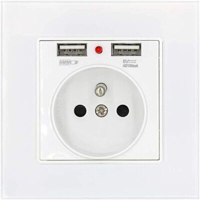 OEM Prise De Courant Panneau En Verre Prise Standard Français Murale Avec Indicateur De Puissance De Charge Usb Double 2.1a, Prise Standard Français Encastrée 16a 250v Blanc - Publicité OEM Prise De Courant Panneau En Verre Prise Standard Français Murale Avec Indicateur De Puissance De Charge Usb Double 2.1a, Prise Standard Français Encastrée 16a 250v Blanc - Publicité