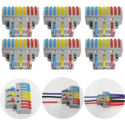 Andiamo Bornes De Connexion. 6 Pcs Connecteur Électrique Avec Levier De Fonctionnement. Compact Borne De Connexion Électrique Automatique. 3 In 9 Out. Avec Vis De Montage - Publicité Andiamo Bornes De Connexion. 6 Pcs Connecteur Électrique Avec Levier De Fonctionnement. Compact Borne De Connexion Électrique Automatique. 3 In 9 Out. Avec Vis De Montage - Publicité