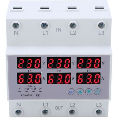 OEM Voltmètre À Rail Din Triphasé, Ampèremètre, Protecteur Automatique De Surtension Et De Surintensité, Ac 390 À 500v, 63a-crezuo - Publicité OEM Voltmètre À Rail Din Triphasé, Ampèremètre, Protecteur Automatique De Surtension Et De Surintensité, Ac 390 À 500v, 63a-crezuo - Publicité