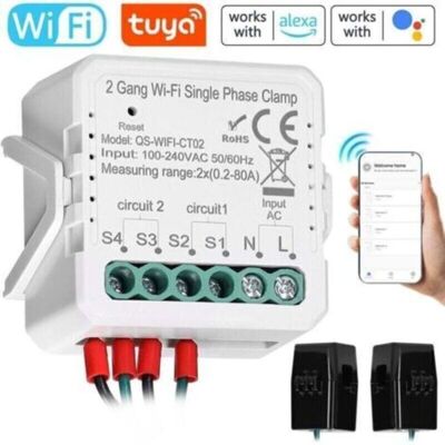 OEM Tuya Wifi 2 Gang 80a Pince Monophasée Pv Solaire Compteur D'Énergie Bidirectionnel À Deux Voies Contrôle Par Application Mobile Transformateur De Courant Programmation Minuterie Appareil D - Publicité OEM Tuya Wifi 2 Gang 80a Pince Monophasée Pv Solaire Compteur D'Énergie Bidirectionnel À Deux Voies Contrôle Par Application Mobile Transformateur De Courant Programmation Minuterie Appareil D - Publicité