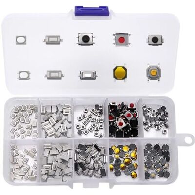 OEM 250 Pièces 10value Boutons Poussoirs Tactiles Micro Momentary Tact Assortiment Kit, D'Assortiment De Bouton Tactile, Pour Clé De Télécommande De Voiture, Avec Boîte En Plastique - Publicité OEM 250 Pièces 10value Boutons Poussoirs Tactiles Micro Momentary Tact Assortiment Kit, D'Assortiment De Bouton Tactile, Pour Clé De Télécommande De Voiture, Avec Boîte En Plastique - Publicité
