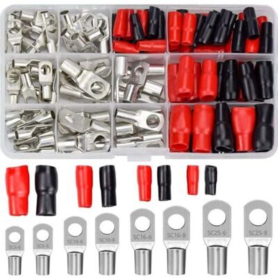 ABYSSE 120 Pièces Cosse À Sertir Kit Cosses Electriques Pour Voiture Avec Sertir Bornes De Batterie Connecteur Sc Aperçu De La Bouche Et Isolation Bottes Rouges Noir - Publicité ABYSSE 120 Pièces Cosse À Sertir Kit Cosses Electriques Pour Voiture Avec Sertir Bornes De Batterie Connecteur Sc Aperçu De La Bouche Et Isolation Bottes Rouges Noir - Publicité