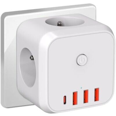 Scotch Multiprise Cube Murale, 7 En 1 Chargeur Usb Prise Avec 3 Sortie Ac, 4000w Multiprise Électrique Avec Interrupteur, Idéal Pour Salon Bureau Chambre - Publicité Scotch Multiprise Cube Murale, 7 En 1 Chargeur Usb Prise Avec 3 Sortie Ac, 4000w Multiprise Électrique Avec Interrupteur, Idéal Pour Salon Bureau Chambre - Publicité