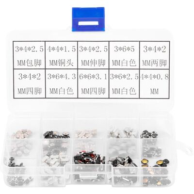 OEM Assortiment De 250 Micro-interrupteurs Tactiles À Bouton-poussoir Pour Télécommande De Voiture (avec Boîte). Publicité OEM Assortiment De 250 Micro-interrupteurs Tactiles À Bouton-poussoir Pour Télécommande De Voiture (avec Boîte). Publicité