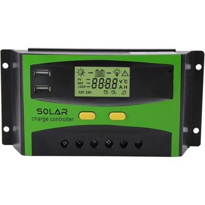 MOXIE Contrôleur Solaire Pwm 12 V/24 V, Régulateur Intelligent De Batterie De Panneau Solaire Avec Double Port Usb Avec Écran Lcd Pour Jardin Domestique(30a) - Publicité MOXIE Contrôleur Solaire Pwm 12 V/24 V, Régulateur Intelligent De Batterie De Panneau Solaire Avec Double Port Usb Avec Écran Lcd Pour Jardin Domestique(30a) - Publicité