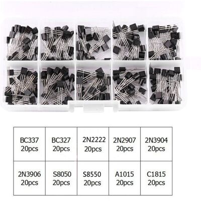 OEM Kit D'Assortiment De Transistors De Puissance Bc337、bc327、2n2222、2n2907、2n3904、2n3906 10 Valeurs 200 Pièces-crezuo - Publicité OEM Kit D'Assortiment De Transistors De Puissance Bc337、bc327、2n2222、2n2907、2n3904、2n3906 10 Valeurs 200 Pièces-crezuo - Publicité