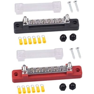 ABYSSE Bloc De Distribution D'Alimentation 12v-48v Dc Bornier Electrique Barres De Distribution D'Énergie 150a Avec 6 X M4 Boulons De Borne Pour Voiture Camion Bateau 2 Pièces (rouge Noir) - Publicité ABYSSE Bloc De Distribution D'Alimentation 12v-48v Dc Bornier Electrique Barres De Distribution D'Énergie 150a Avec 6 X M4 Boulons De Borne Pour Voiture Camion Bateau 2 Pièces (rouge Noir) - Publicité