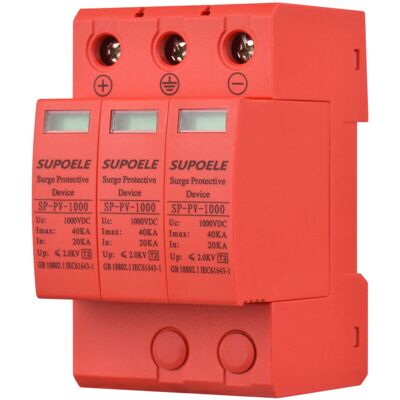OEM parafoudre Dc 1000v 3p 40ka - Protecteur Photovoltaïque Pv Anti-foudre, Installation Rail Din - Pour Systèmes Solaires-crezuo - Publicité OEM parafoudre Dc 1000v 3p 40ka - Protecteur Photovoltaïque Pv Anti-foudre, Installation Rail Din - Pour Systèmes Solaires-crezuo - Publicité