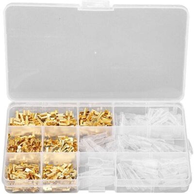 Scotch Kit D'Assortiment De Cosses De Fil Connecteurs Bout À Bout Mâles Femelles En Laiton Avec Gaine En Nylon Bornes À Sertir Pour Fil, - Publicité Scotch Kit D'Assortiment De Cosses De Fil Connecteurs Bout À Bout Mâles Femelles En Laiton Avec Gaine En Nylon Bornes À Sertir Pour Fil, - Publicité