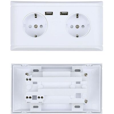 MOXIE Prise Murale Multifonctionnelle Avec Fiche Eu, Double Port Usb Pour Charge De Téléphone 250v - Publicité MOXIE Prise Murale Multifonctionnelle Avec Fiche Eu, Double Port Usb Pour Charge De Téléphone 250v - Publicité