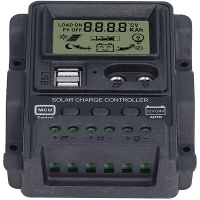 LBVIE Contrôleur De Charge Solaire Double Usb Avec Écran Lcd Abs, Contrôle De Charge Pwm Et Contrôle De La Lumière, 12 V/24 V, 30 A, 390 W/780 W - Publicité LBVIE Contrôleur De Charge Solaire Double Usb Avec Écran Lcd Abs, Contrôle De Charge Pwm Et Contrôle De La Lumière, 12 V/24 V, 30 A, 390 W/780 W - Publicité