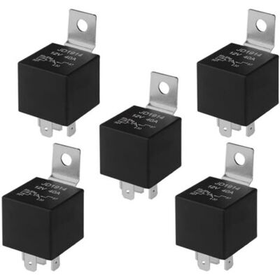 ABYSSE 5 Pièces 5 Broches Voiture Relais, 12v 40a Spdt Relais Automobile Avec Support De Montage En Métal, Pour Voiture Camion Bateau (noir) - Publicité ABYSSE 5 Pièces 5 Broches Voiture Relais, 12v 40a Spdt Relais Automobile Avec Support De Montage En Métal, Pour Voiture Camion Bateau (noir) - Publicité