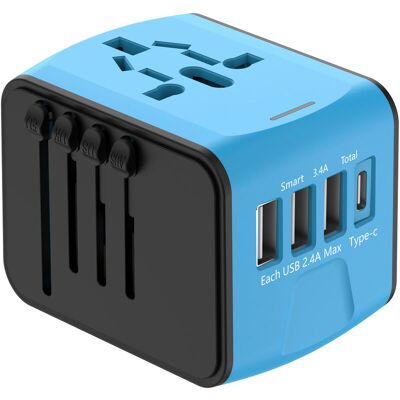 MOXIE Adaptateur Voyage Universel International Avec 3 Usb Et 1 Type C, 1500w, Prise France Vers Usa Canada Uk Eu Australie Chine Japon - Publicité MOXIE Adaptateur Voyage Universel International Avec 3 Usb Et 1 Type C, 1500w, Prise France Vers Usa Canada Uk Eu Australie Chine Japon - Publicité