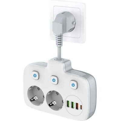 OEM Multiprise À Interrupteur Unique 2 Compartiments, Multiprise Avec 3 Interrupteurs, Double Fiche Murale Avec 4 Usb,adaptateur De Prise Avec Protection Contre Les Surtensions, Sécurité Enfant-crezuo - Publicité OEM Multiprise À Interrupteur Unique 2 Compartiments, Multiprise Avec 3 Interrupteurs, Double Fiche Murale Avec 4 Usb,adaptateur De Prise Avec Protection Contre Les Surtensions, Sécurité Enfant-crezuo - Publicité