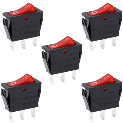 OEM Interrupteur À Bascule On-off Spst 3 Bornes Lumière Rouge 16a 250vac 5 Pièces-dou - Publicité OEM Interrupteur À Bascule On-off Spst 3 Bornes Lumière Rouge 16a 250vac 5 Pièces-dou - Publicité