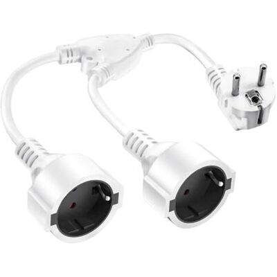 Scotch Fiche Double Pour Prise, Fiche Double 16a/250v/max, Rallonge Courte Avec Adaptateur Prise Schuko 2 Voies, Fiche Double Schuko Pour Cuisine, Bureau, Maison, Blanc - Publicité Scotch Fiche Double Pour Prise, Fiche Double 16a/250v/max, Rallonge Courte Avec Adaptateur Prise Schuko 2 Voies, Fiche Double Schuko Pour Cuisine, Bureau, Maison, Blanc - Publicité