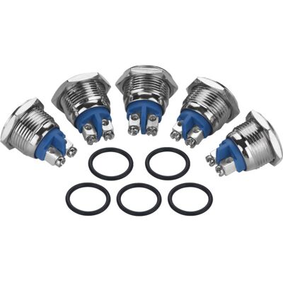 OEM Lot De 5 Mini-interrupteurs À Bouton-poussoir Étanches En Métal 2 Broches (tête Plate), 16 Mm, 250 V - Publicité OEM Lot De 5 Mini-interrupteurs À Bouton-poussoir Étanches En Métal 2 Broches (tête Plate), 16 Mm, 250 V - Publicité