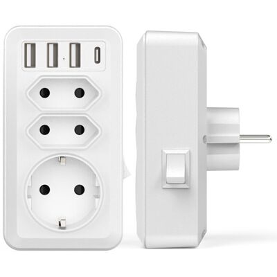 MOXIE Usb Secteur Multiple, 7 En 1 Usb Chargeur Multiprise Murale Avec 3 Sortie Ac (16a, 3800w), 3 Ports Usb 5v/3.4a, 1 Port Type-c, Pour La Maison Le Bureau Les Voyages Compatible Avec Phone - Publicité MOXIE Usb Secteur Multiple, 7 En 1 Usb Chargeur Multiprise Murale Avec 3 Sortie Ac (16a, 3800w), 3 Ports Usb 5v/3.4a, 1 Port Type-c, Pour La Maison Le Bureau Les Voyages Compatible Avec Phone - Publicité