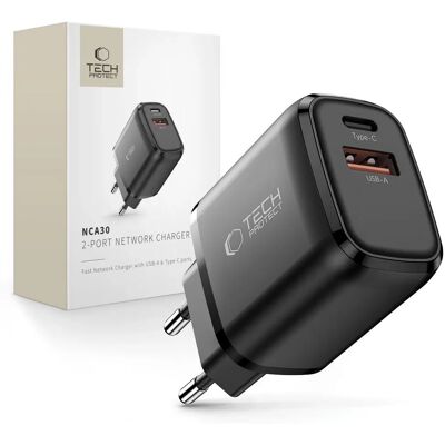 OEM Chargeur Mural Tech-protect Nca30 Pd 30 W / Qc3.0 Usb-a / Usb-c - Noir - Publicité OEM Chargeur Mural Tech-protect Nca30 Pd 30 W / Qc3.0 Usb-a / Usb-c - Noir - Publicité