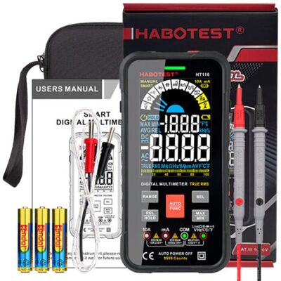 ABYSSE Multimètre Numérique 10000 Comptes – Mesure Tension Ac/dc, Courant, Résistance, Capacité, Fréquence – Grand Écran Lcd Couleur – Certifié Ce Et Rohs - Publicité ABYSSE Multimètre Numérique 10000 Comptes – Mesure Tension Ac/dc, Courant, Résistance, Capacité, Fréquence – Grand Écran Lcd Couleur – Certifié Ce Et Rohs - Publicité