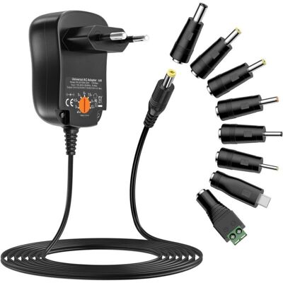 OEM 12w Adaptateur Secteur Universel Ac À Dc 3v 4.5v 5v 6v 7.5v 9v 12v 1a Transformateur D'Alimentation À Découpage Avec 8 Connecteurs Dc Pour Électroniques Ménagers, 1000ma Max - Publicité OEM 12w Adaptateur Secteur Universel Ac À Dc 3v 4.5v 5v 6v 7.5v 9v 12v 1a Transformateur D'Alimentation À Découpage Avec 8 Connecteurs Dc Pour Électroniques Ménagers, 1000ma Max - Publicité