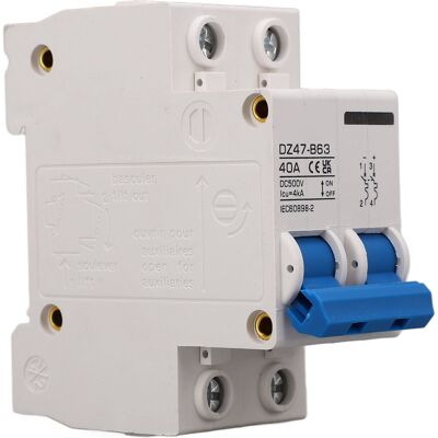 LBVIE Disjoncteur Miniature Cc, Montage Sur Rail Din, Type B, 2p, 40 A, 500 V, Pour Système Photovoltaïque Solaire Dz47 B63 - Publicité LBVIE Disjoncteur Miniature Cc, Montage Sur Rail Din, Type B, 2p, 40 A, 500 V, Pour Système Photovoltaïque Solaire Dz47 B63 - Publicité