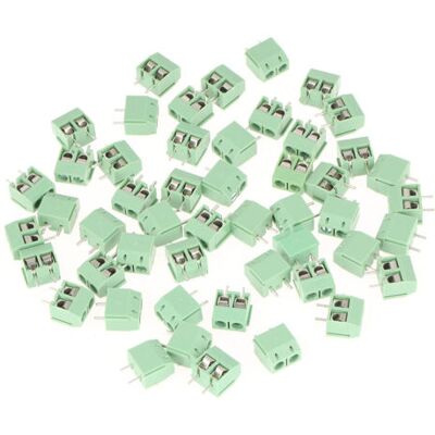 ABYSSE Lot De 50 Borniers À Vis Universels Verts À 2 Broches, Pas De 5 Mm, Pour Circuits Imprimés. Publicité ABYSSE Lot De 50 Borniers À Vis Universels Verts À 2 Broches, Pas De 5 Mm, Pour Circuits Imprimés. Publicité