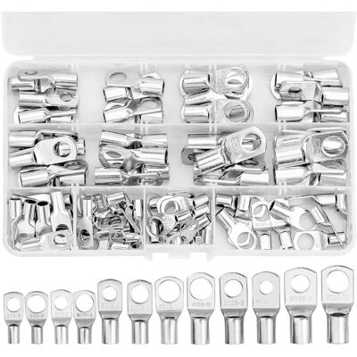 Andiamo Lot De 80 Cosses De Câble Électriques En Cuivre Étamé – 12 Tailles Sc6-6 À Sc35-10 – Conductivité Élevée Et Résistance À La Corrosion - Publicité Andiamo Lot De 80 Cosses De Câble Électriques En Cuivre Étamé – 12 Tailles Sc6-6 À Sc35-10 – Conductivité Élevée Et Résistance À La Corrosion - Publicité