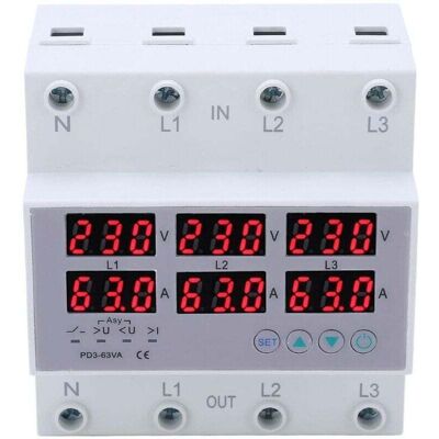 OEM Voltmetro Trifase Per Guida Din, Ca 390-500 V, Voltmetro Amperometro Trifase Per Guida Din, Protezione Automatica Da Sovratensione E Sovracorrente, Multitester (63 A) - Publicité OEM Voltmetro Trifase Per Guida Din, Ca 390-500 V, Voltmetro Amperometro Trifase Per Guida Din, Protezione Automatica Da Sovratensione E Sovracorrente, Multitester (63 A) - Publicité
