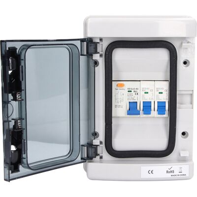 LBVIE Boîte De Distribution 2 Voies 230 V Étanche Aux Normes Européennes, 2 Disjoncteurs (b6a + B32a), Disjoncteur Différentiel (63 A 1p + N), Disjoncteur B - Publicité LBVIE Boîte De Distribution 2 Voies 230 V Étanche Aux Normes Européennes, 2 Disjoncteurs (b6a + B32a), Disjoncteur Différentiel (63 A 1p + N), Disjoncteur B - Publicité