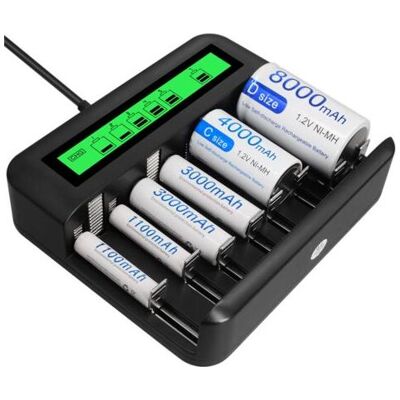 Vision Chargeur De Batterie Universel Lcd À 8 Emplacements Avec Port Usb - Publicité Vision Chargeur De Batterie Universel Lcd À 8 Emplacements Avec Port Usb - Publicité