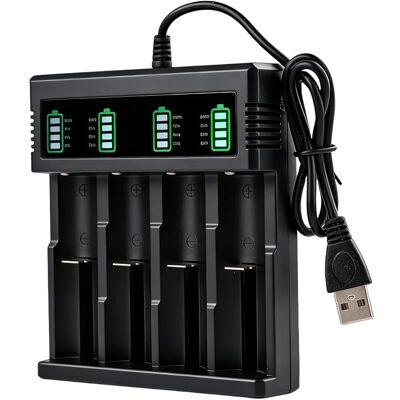 SANS MARQUE Chargeur 18650 Avec Écran Lcd, Chargeur De Batterie Li-ion, Chargeur Rapide 4 Compartiments Pour Batteries 3,7 V, Universellement Compatible Avec 18650, 26650, 18500, 14500, 21700, 26700, Usb-a - Publicité SANS MARQUE Chargeur 18650 Avec Écran Lcd, Chargeur De Batterie Li-ion, Chargeur Rapide 4 Compartiments Pour Batteries 3,7 V, Universellement Compatible Avec 18650, 26650, 18500, 14500, 21700, 26700, Usb-a - Publicité