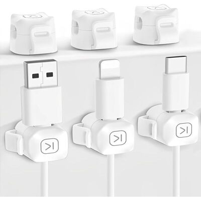 MOXIE 6 Pcs Clips Câble Organisateur Bureau,cable Clips Support De Câble,fil Fortement Adhésif Support De Chargeur,blanc - Publicité MOXIE 6 Pcs Clips Câble Organisateur Bureau,cable Clips Support De Câble,fil Fortement Adhésif Support De Chargeur,blanc - Publicité