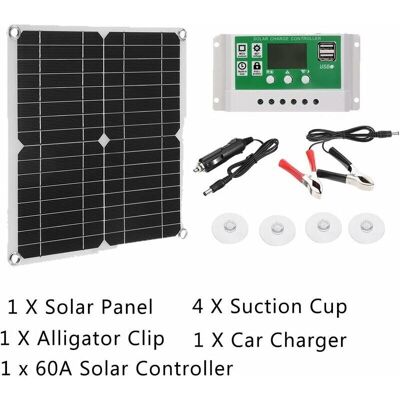 SANS MARQUE Panneau Solaire 12 V 12 W Kit De Panneau Solaire Avec Régulateur De Charge Solaire, Panneau Solaire Pour Voiture, Yacht, Rv, Bateau, Moblie, Téléphone Batterie, Chargeur De Batterie, Noir - Publicité SANS MARQUE Panneau Solaire 12 V 12 W Kit De Panneau Solaire Avec Régulateur De Charge Solaire, Panneau Solaire Pour Voiture, Yacht, Rv, Bateau, Moblie, Téléphone Batterie, Chargeur De Batterie, Noir - Publicité
