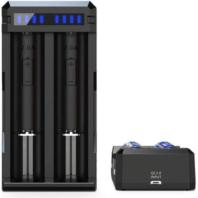 MOXIE Chargeur Batterie Li-ion Professionnel Et Rapide, Réactivation Profondes Et 0v,pour 18650 22650 26650 21700 25500, Noir, 53 X 105 X 27mm - Publicité MOXIE Chargeur Batterie Li-ion Professionnel Et Rapide, Réactivation Profondes Et 0v,pour 18650 22650 26650 21700 25500, Noir, 53 X 105 X 27mm - Publicité