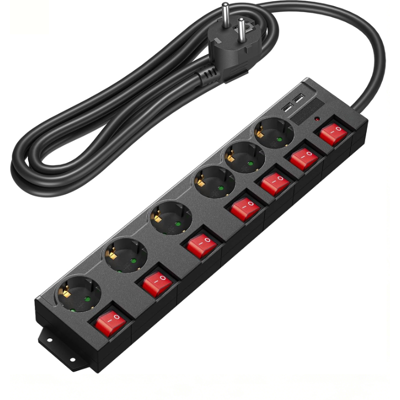 OEM Multiprise 6 Prises À Interrupteurs Individuels Avec Parasurtenseur, Fixation Murale, 2 Ports Usb, Sécurité Enfants, Rotation À 90°, 3 M, Noir - Publicité OEM Multiprise 6 Prises À Interrupteurs Individuels Avec Parasurtenseur, Fixation Murale, 2 Ports Usb, Sécurité Enfants, Rotation À 90°, 3 M, Noir - Publicité