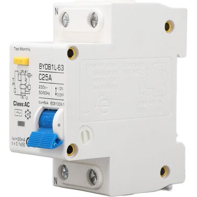 LBVIE Disjoncteur De Protection Contre Les Fuites De Courant Pa66 À Réponse Sensible, 1p+n, 230 V Ca, 25 A - Publicité LBVIE Disjoncteur De Protection Contre Les Fuites De Courant Pa66 À Réponse Sensible, 1p+n, 230 V Ca, 25 A - Publicité