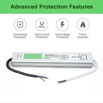 FLAMMKRAFT Alimentation Led Étanche Ip67, Transformateur Adaptateur Secteur 90-250 V Ca Vers 12 V Cc 50 W Basse Tension - Publicité FLAMMKRAFT Alimentation Led Étanche Ip67, Transformateur Adaptateur Secteur 90-250 V Ca Vers 12 V Cc 50 W Basse Tension - Publicité