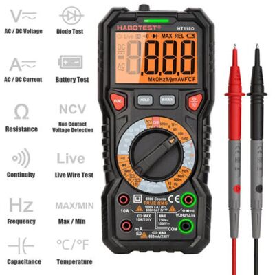 OEM Royaluxe-multimètre Automatique Numérique Trms 6000 Points (guide De Bornes Led), Testeur Electrique Professionnel, Température Capacimètre Tension/courant Ac Dc Résistance/fréquence Et Température - Publicité OEM Royaluxe-multimètre Automatique Numérique Trms 6000 Points (guide De Bornes Led), Testeur Electrique Professionnel, Température Capacimètre Tension/courant Ac Dc Résistance/fréquence Et Température - Publicité