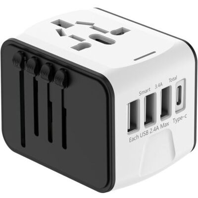 ABYSSE Adaptateur Voyage Universel International Avec 3 Usb Et 1 Type C, 1500w, Prise France Vers Usa Canada Uk Eu Australie Chine Japon - Publicité ABYSSE Adaptateur Voyage Universel International Avec 3 Usb Et 1 Type C, 1500w, Prise France Vers Usa Canada Uk Eu Australie Chine Japon - Publicité